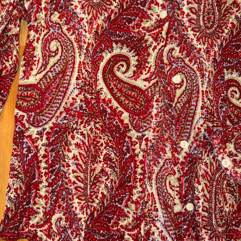 Lauren Ralph Lauren women’s paisley light weight button blouse size large - Picture 2 of 4